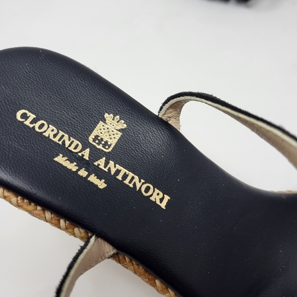 Clorinda Antinori Espadrille Ankle Strap Wedge Black Suede Strap High Shoe 9 - Picture 9 of 11